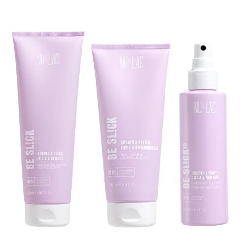 Mulac Cosmetics Be Sl!ck Haarglättungsset Shampoo 250 ml + Maske glatt 200 ml + Spray Styling 150 ml Vegan