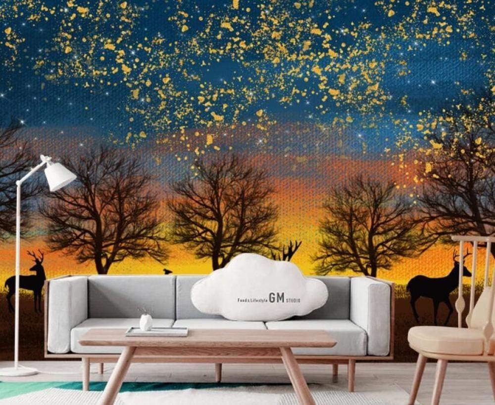 Abstrakter Wald-Elch 3D Tapete Poster Restaurant Schlafzimmer Wohnzimmer Sofa TV Dekorative Wand-300cm×210cm