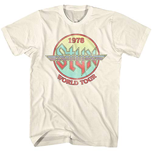 Styx Circle 1978 World Concert Tour Music American Rock Band Adult T-Shirt 70er Jahre Graphic Tee, beige, XX-Large