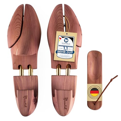 Blumtal Schuhspanner für Herren und Damen - Schuhdehner aus Zedern-Holz, mit Schuhlöffel, Größe 42-43, 1 Paar