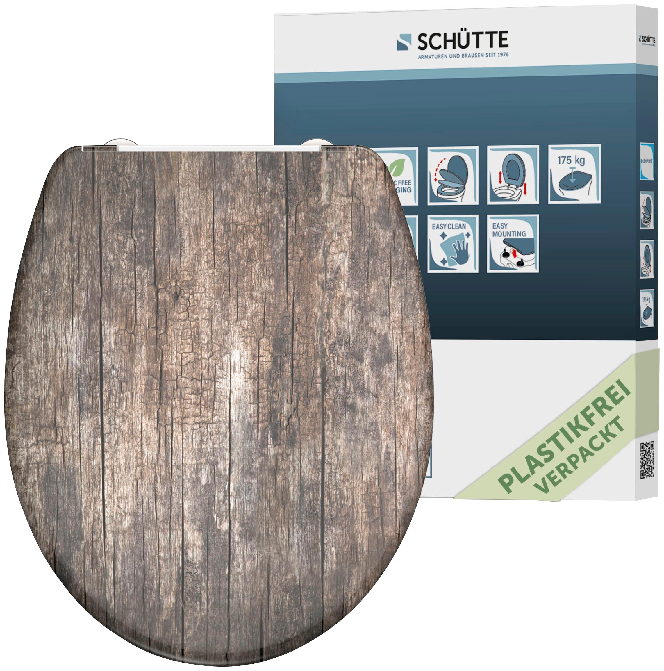 Schütte WC-Sitz "Old Wood", Duroplast, mit Absenkautomatik und Schnellverschluss