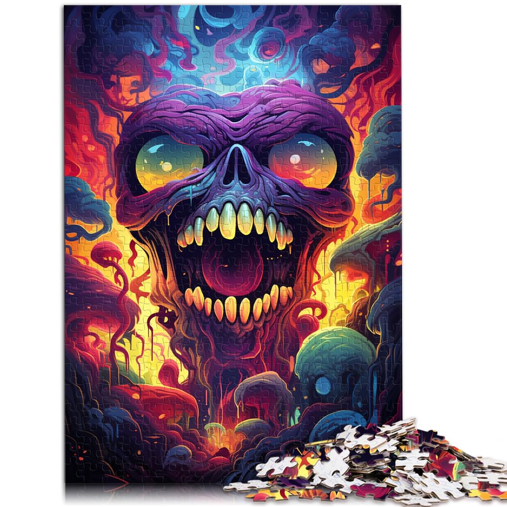 Puzzle für farbenfrohe psychedelische Neonmonster, Puzzles für Erwachsene, 1000 Puzzle-Spielzeuge, Holzpuzzle, Stressabbau-Spielzeug, 1000 Teile (50 x 75 cm)