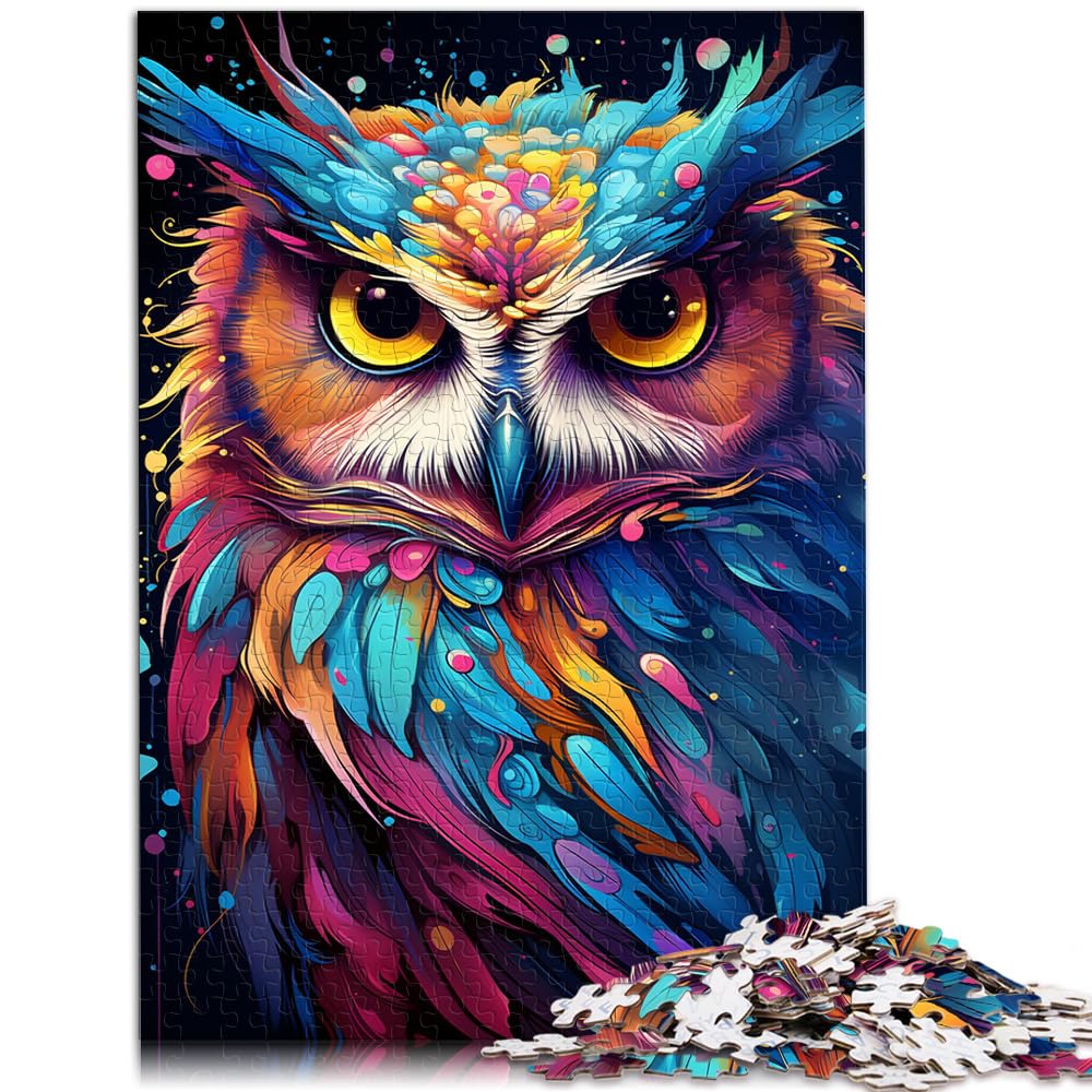 Puzzle zum Malen, Bunte Eulenkunst, für Erwachsene, 1000 Teile, Puzzle-Geschenke, Holzpuzzle, schwierige und schwere Puzzles für Frauen und Männer, 1000 Teile (50 x 75 cm)