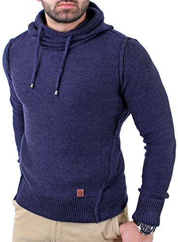 Reslad Herren Vintage Huge Collar Sweatshirt Pullover RS-3212 Navyblau M