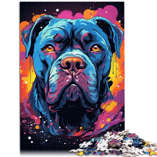 Spielgeschenk Puzzle Bunter Psychedelischer Malhund 1000 Teile Puzzle für Erwachsene Holzpuzzle Geburtstagsgeschenk, Geschenke für 1000 Teile (50 x 75 cm)