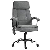 Vinsetto Bürostuhl Massage höhenverstellbarer Chefsessel Gamingstuhl mit Massagefunktion, ergonomischer Drehstuhl Massage Sessel Lendenwirbelsäulenmassage Leinen-Gefühl Grau 63 x 70 x 112-121 cm