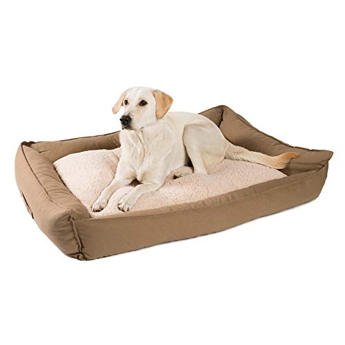 JAMAXX orthopädisches Hundebett - Memory Schaumstoff, Waschbar Wendekissen - Hundekissen mit Lammfell - Hundekorb Hundekörbchen Abnehmbarem Bezug Reissverschluss, PDB2008 (L) 120x90 Coffee-braun