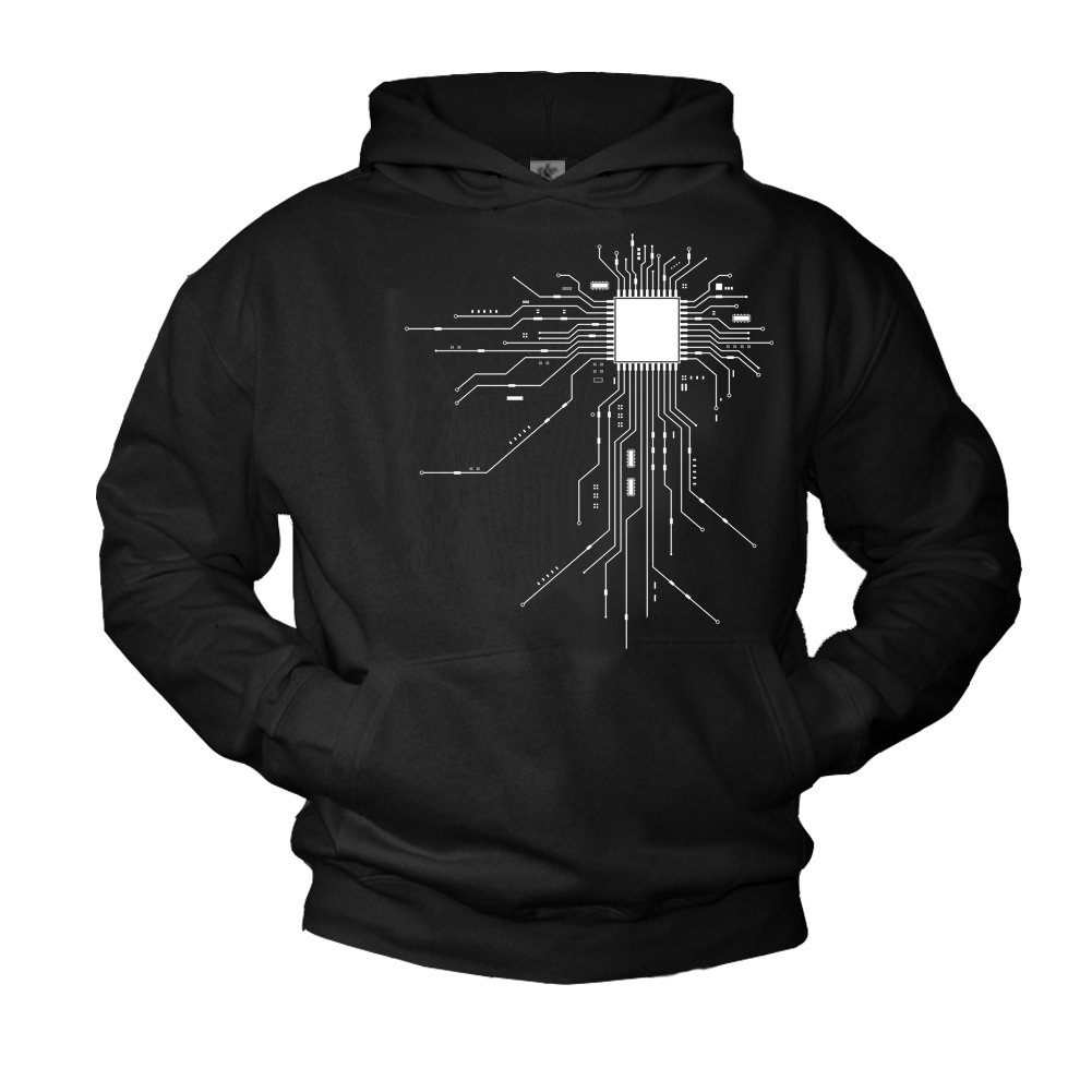 MAKAYA Cooler Geek Pullover mit Kapuze CPU schwarz Größe XL