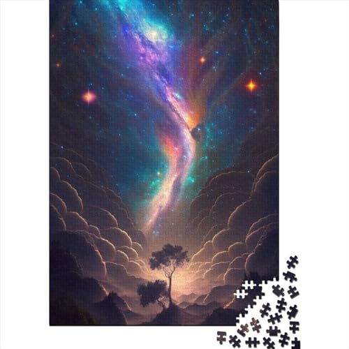 Holzpuzzle „Cosmic Forest Night“ Puzzle für Erwachsene, Teenager, Puzzle für Erwachsene, 1000 Teile, Spielspielzeug für Erwachsene, Familienpuzzle, Geschenk (Größe: 75 x 50 cm)