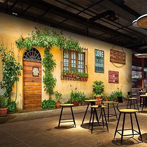 XLMING Vintage City Flower Bar Ktv Coffee Shop Tea Shop Bar Restaurant 3D Tapeten Home Esszimmer Sofa Schlafzimmer Wohnzimmer TV Hintergrund-200cm×140cm