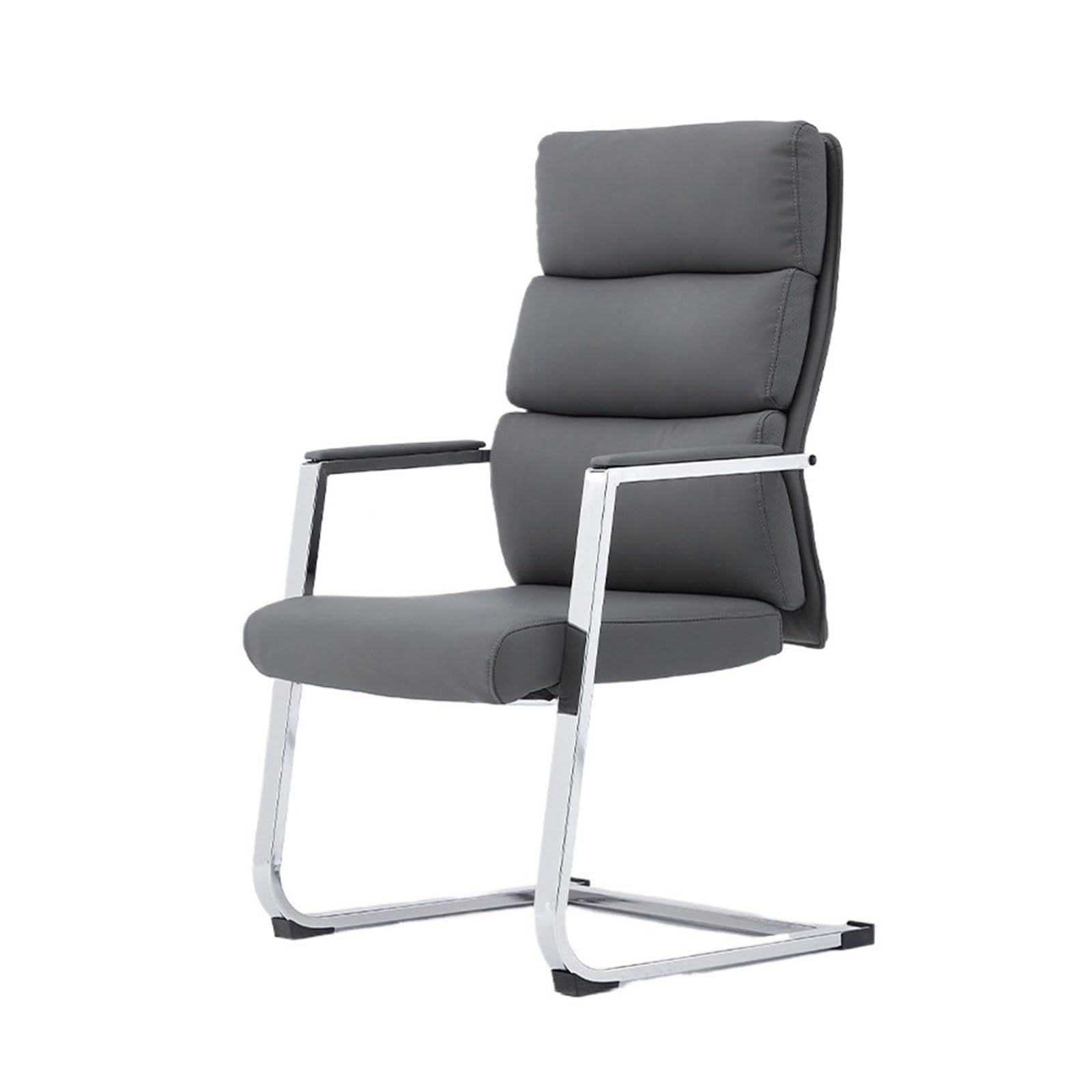 FUHAI-666 Bürostühle Home-Office-Stuhl mit mittlerer Rückenlehne und Metall-Chrom-Finish, ergonomischer Bürostuhl ohne Rollen Schreibtischstuhl(Grigio)