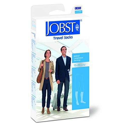 JOBST Travel Reisestrümpfe für Damen und Herren - hilft, Reisethrombosen vorzubeugen - weich, atmungsaktiv dank 33% Baumwollanteil, Beige, Size 2