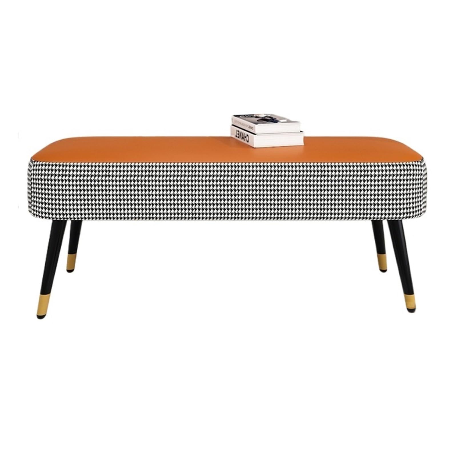 Sitzbank für Schlafzimmer Gepolsterte Schlafzimmerbänke, Wohnzimmer-Fußstützenhocker mit Metallbeinen for den Eingangsbereich, das Esszimmer, das Schlafzimmer und das Ende des Bettes Bettbank(Orange)