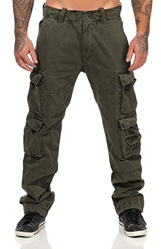 Jet Lag Herren Cargohose FW 011 Outdoor Seitentaschen Männerhose, Farbe:Oliv, L32, W31