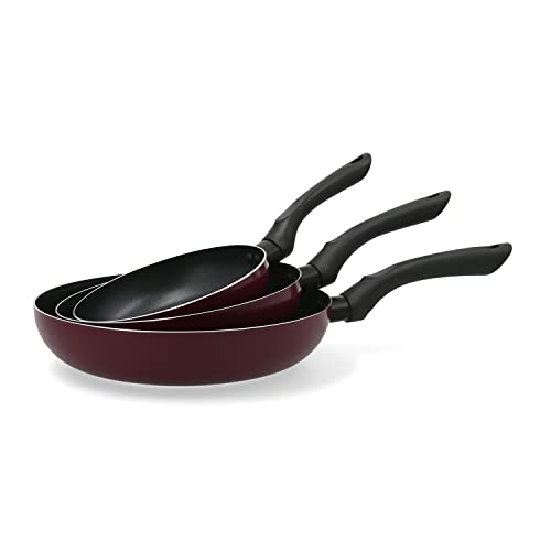 Quid Rubi Set mit 3 Pfannen, Aluminium, bedruckt, 18-22-26 cm, Bordeaux