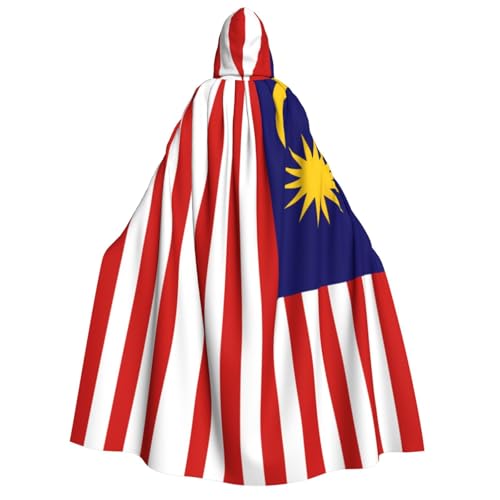 WURTON Unisex Kapuzenumhang mit Malaysia-Flagge, Halloween, Karneval, Vampir, Cosplay, Umhang mit Kapuze