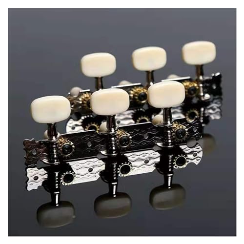 Strings Tuning Pegs Mechaniken Für Gitarre Satz klassischer Gitarren-Dreiklangknopf-Metal-Gitarren-Tuner-Ersatzteile (Color : Silver)