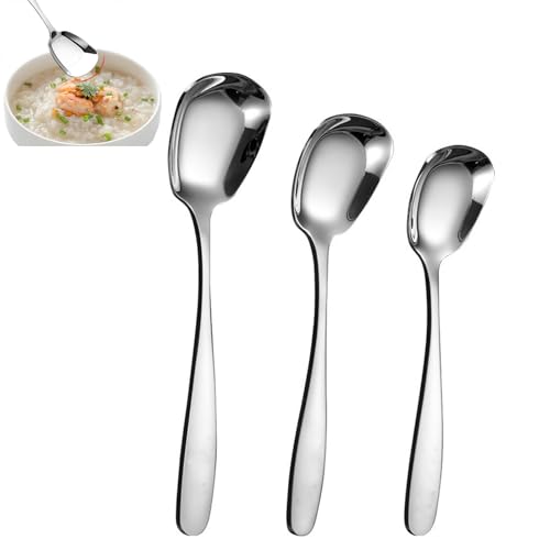 Arithmeticn Square Head Stainless Steel Spoons, Square Head Stainless Steel Serving Spoons, Soup Spoons, Rice Spoons, Ice Cream Spoons, Square Head Spoons (Silver)