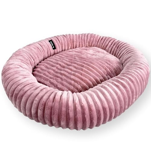 4L Textil Luna Kuscheliges Hundebett mittelgroße Hunde Katzenkörbchen flauschig Hundekörbchen mittelgroße Hunde Hundekorb für Welpen Hundekissen Katzen Sofa waschbar(75x65 cm, Rosa)