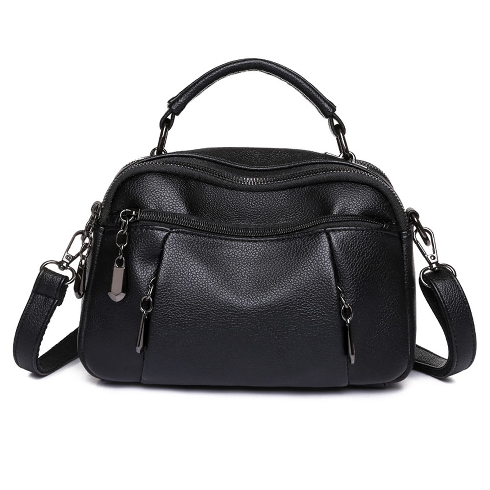 ohodhmnu Damen-Tragetasche, modische PU-Leder-Luxus-Geldbörsen-Handtaschen mit mehreren Taschen Crossbody Schultertaschen, Schwarz , no flower