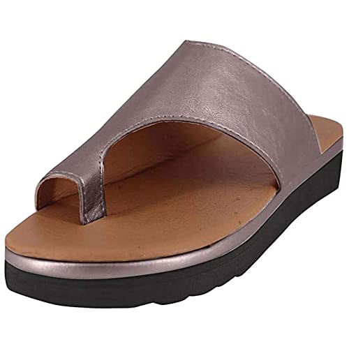 Flip-Flops Orthopädische Sandalen für Damen Bequeme Keilabsatzsandalen mit offener Spitze und Plateausohle Sommer-Strandschuhe Flip-Flops Slipper mit Fußgewölbeunterstützung, Gold, 36 (Farbe: Schwarz,