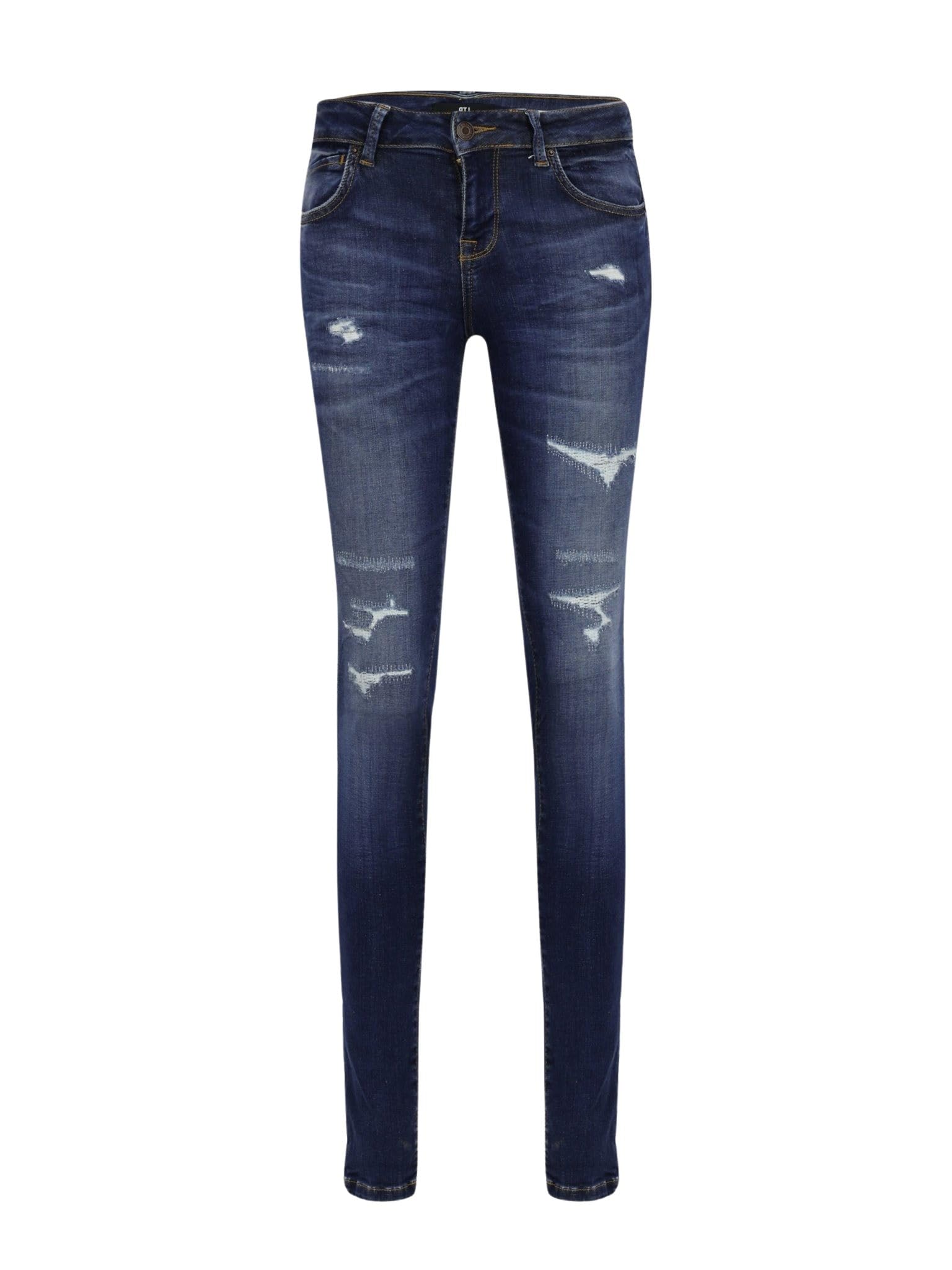 LTB Jeans Damen Jeans Nicole - Jeans Damen Slim aus Baumwollmischung Slim Denim Dunkel mit Reißverschluss Mittlere Taille - Blau