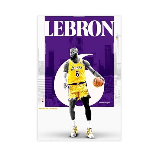 HACERR LeBron James Los Angeles Lakers NBA Basketball-Poster, Leinwandposter, Wandkunst, Dekordruck, Bild Gemälde für Wohnzimmer, Schlafzimmer, Dekoration, 40 x 60 cm