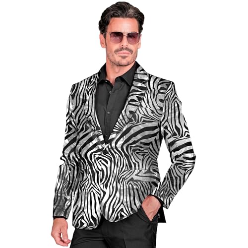 Widmann - Party Fashion Jackett, Zebra Muster, Anzugjacke, Animal Print, Tierkostüm, Showmen, 80er Jahre, Disco Fever