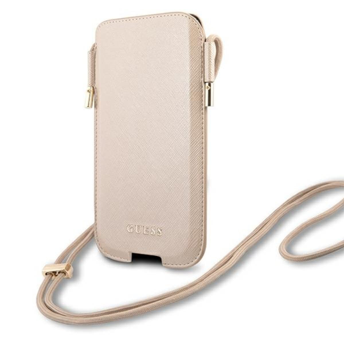 Guess Handytasche GUHCP12LSAPSLG für iPhone 12 pro max und Kleiner 6,7" golden Saffiano