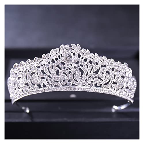 AIHEDOUJ Vintage Kristallkronen und Tiaras Prinzessin Prom Pageant Diadem Krone für Frauen Braut Hochzeit Haarschmuck (Größe: Roségold) Stirnbänder (Größe: Silber)