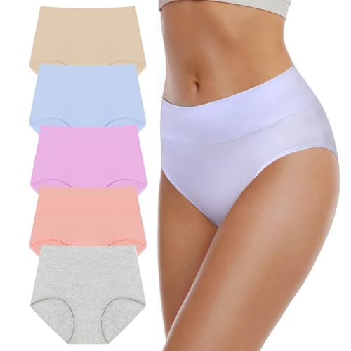 CSHE 5er Pack Unterhosen Damen Baumwolle Seamless Slips Nahtlos Hipster Damen Unterwäsche Sexy Hohe Taille Panties XS-3XL