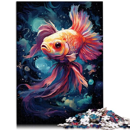 Puzzles, farbenfrohe psychedelische Galaxie-Goldfische, für Erwachsene, 1000 Teile, Puzzle-Geschenke, ganze Familie, 1000 Teile (50 x 75 cm)