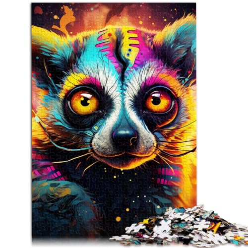 Puzzle Psychedelischer Tierlemur 1000 Teile Puzzle Holzpuzzle Spielzeug Puzzle Lernspiele Stressabbau Puzzle 1000 Teile (50x75cm)