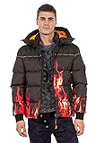 Cipo & Baxx Herren Jacke Steppjacke Winterjacke Bubble Kapuze CM181 Schwarz XL