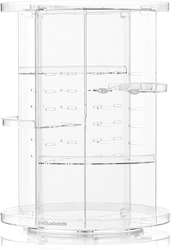 Kosmetik-Organizer mit 360 ° Drehung, drehbarer Make-up-Organizer, Make-up-Organizer, Schmuckkästchen, 8 horizontale Regale + oberes Regal, transparent, grau, 24 x 36 x 16 cm, Make-up-Organizer