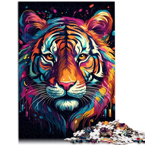 Puzzle für farbenfrohen psychedelischen Tiger, 1000 Teile, für Erwachsene, Geschenke, Holzpuzzle, Geburtstagsgeschenk, Geschenke für oder, Wandkunst, 1000 Teile (50 x 75 cm)