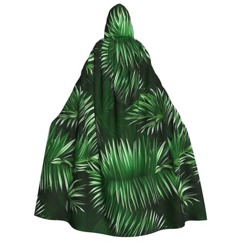 WURTON Grüne Blätter der Palme, tropische Pflanzen, Druck, Unisex, Kapuzenumhang, Kostüm, für Damen und Herren, Vampir, Halloween, Cosplay, Karneval, Mottoparty