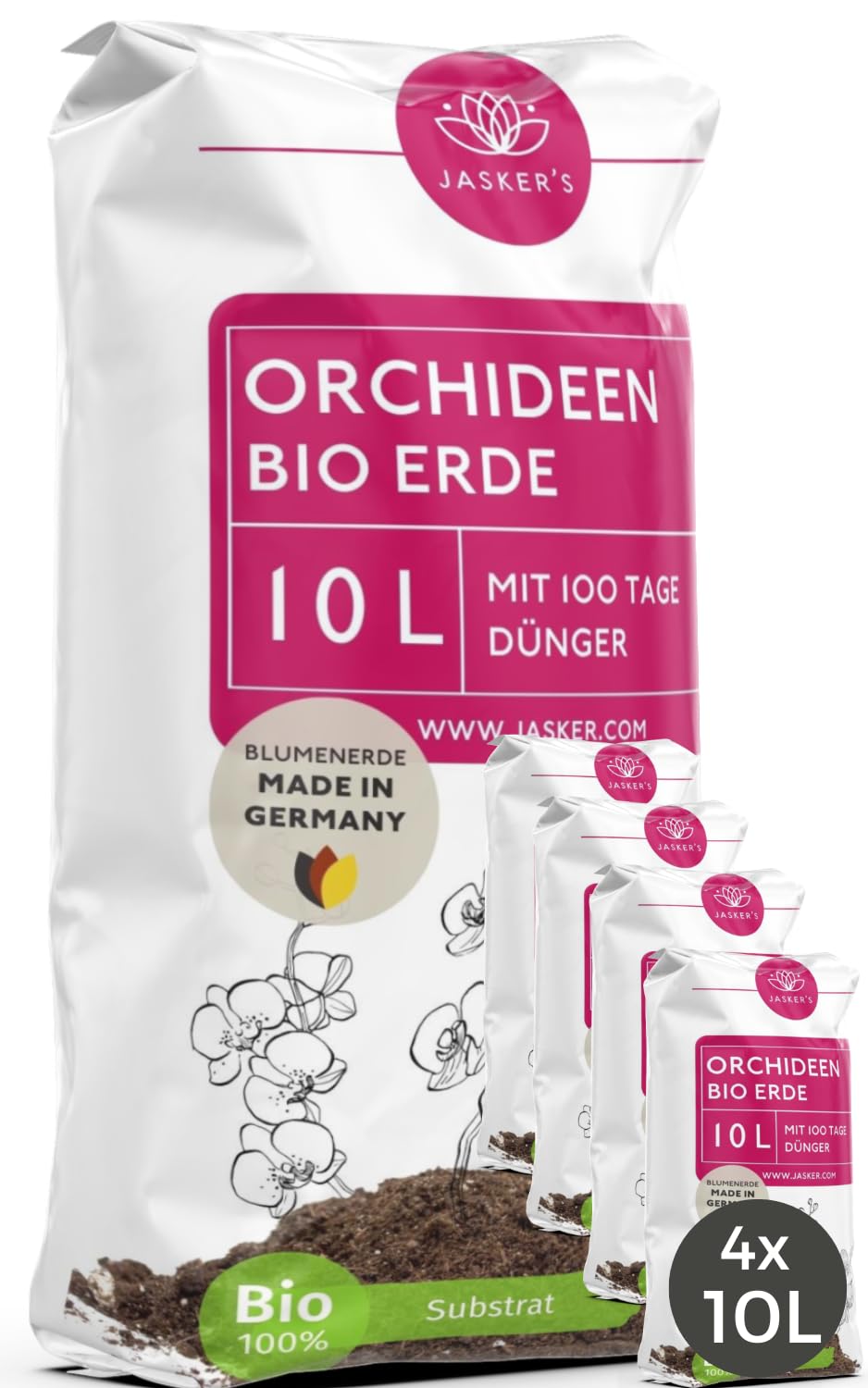 Bio Orchideenerde 40 L Dünger und Wurzelaktivator - Lockere Orchideen Erde ideal zum Umtopfen - Erde für Orchideen mit Pinienrinde - Orchideensubstrat