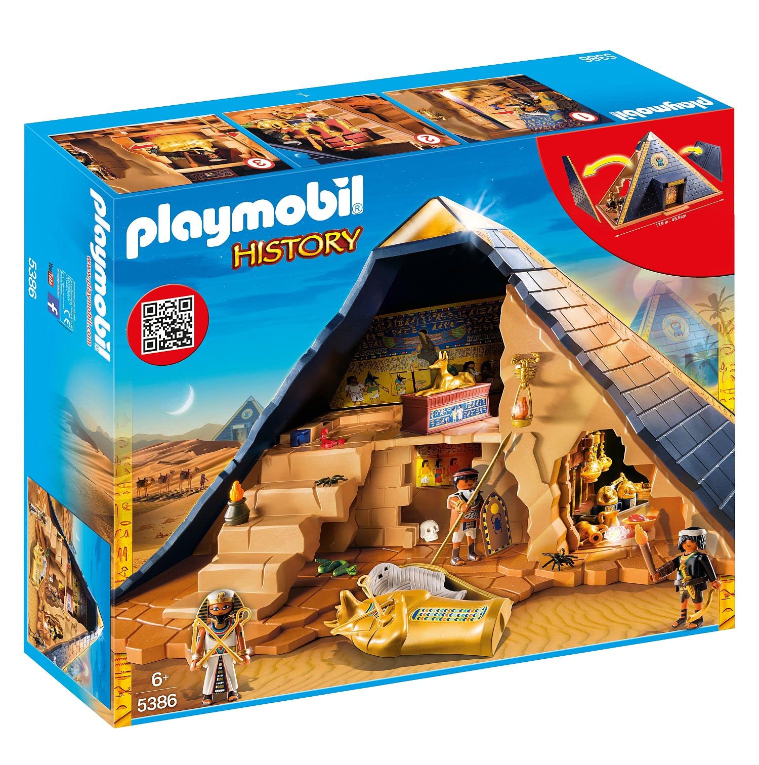 PLAYMOBIL History 5386 Pyramide des Pharao, Mit Geheim-Funktionen, Spielzeug für Kinder ab 6 Jahren [Exklusiv bei Amazon]