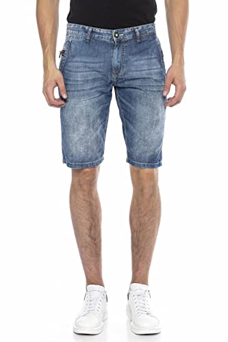 Cipo & Baxx Herren Jeans Shorts Basic Denim Kurze Hose Bermuda Sommer Capri Freizeit CK217 Blau 31