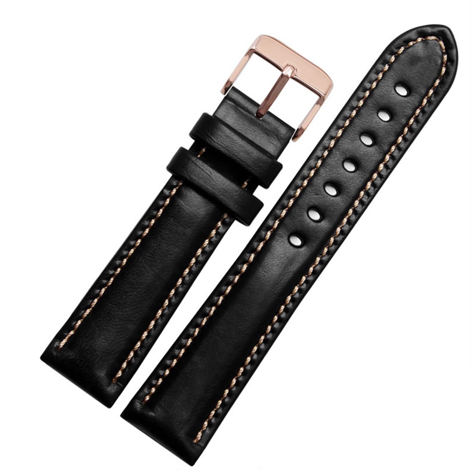 SCRUBY Für klassische Allzweck -Weave -Weave -Band -Modemarkenband 18mm 20mm 21mm 22 mm echtes Leahther Armband(Black-rosegold,21mm)