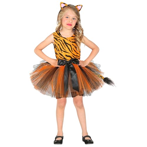 W WIDMANN MILANO Party Fashion - Kinderkostüm Tiger, Kleid mit Tutu, Wildkatze, Tierkostüm, Faschingskostüme