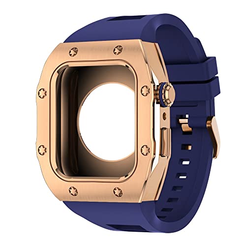 KANUZ Modifikations-Mod-Kit für Apple Watch, Armband 8, 7, 44 mm, 45 mm, Silikonband, Metallrahmen, Zubehör für iWatch Serie 6, 5, 4 SE (Farbe: T, Größe: 45 mm für 8/7)