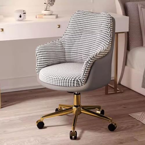 TBSZCM Mid Century Modn-Stoff Schreibtischstuhl Sessel Comt Chair Home Office Stuhl Drehsitz, dickes Kissen, Lesestuhl mit verstellbarem Neigungswinkel, stabilisiert Vorwärts