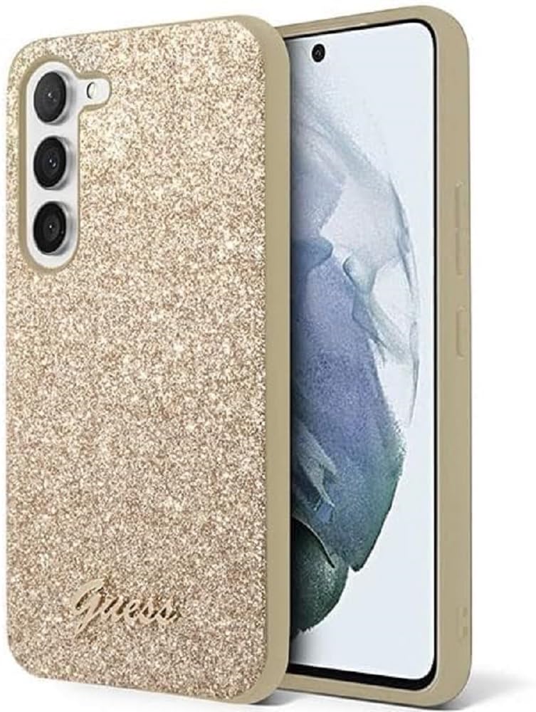 CG MOBILE Guess GUHCS23SHGGSHD Hülle für Samsung S23 S911 Gold Glitter Script