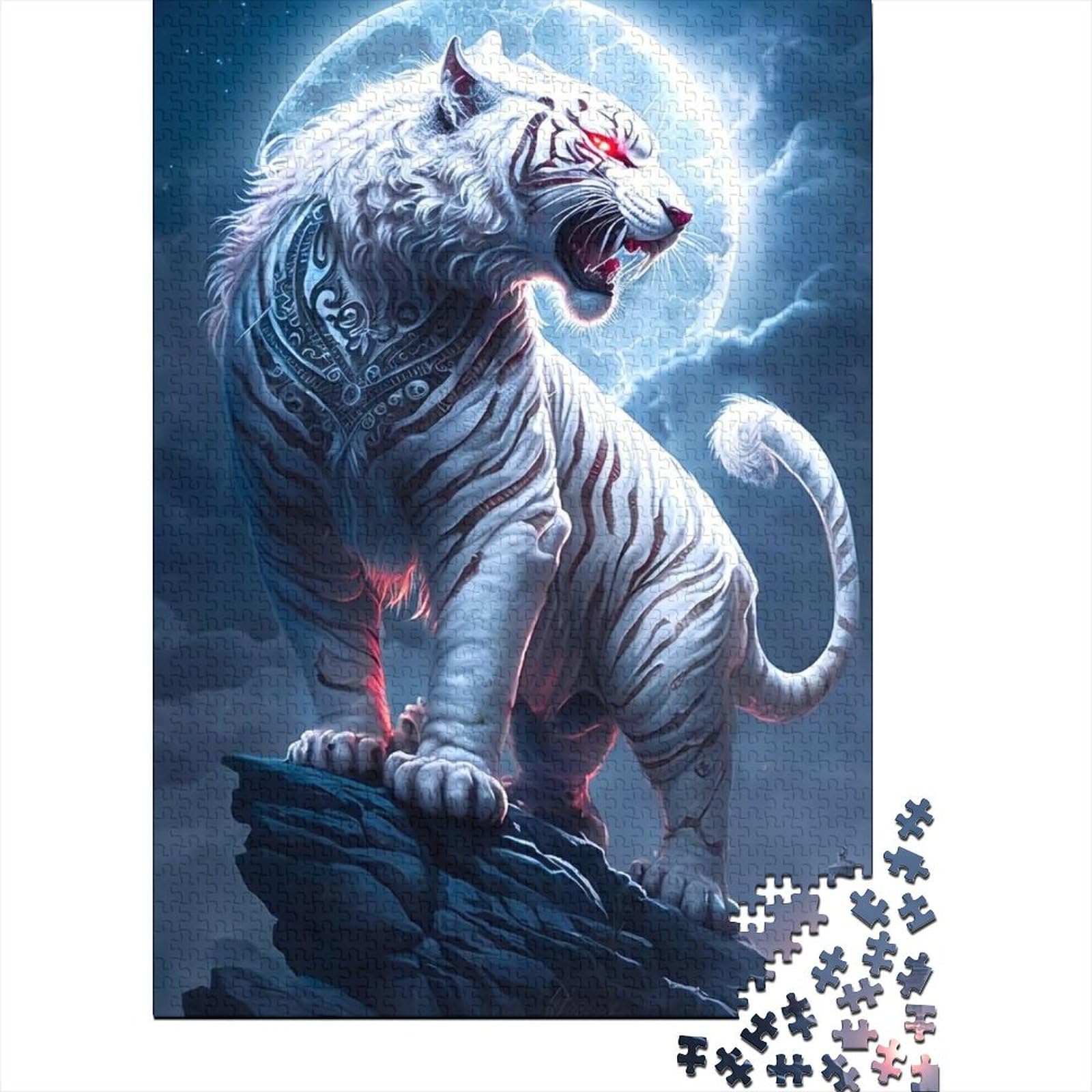 Kunstpuzzle für Erwachsene 1000 Teile Tiger Holzpuzzle für Erwachsene Puzzlespielzeug Lustige Familienpuzzles für Erwachsene 29,53 x 19,69 Zoll