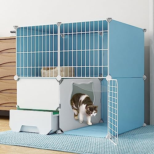 Laufställe für Kleintiere, Katzenkäfige für den Innenbereich, Katzenkäfige für den Innenbereich, Katzengehege für den Außenbereich mit Katzentoilette, abnehmbarer DIY-Katzenlaufstall (Größe: 75 x 49 x