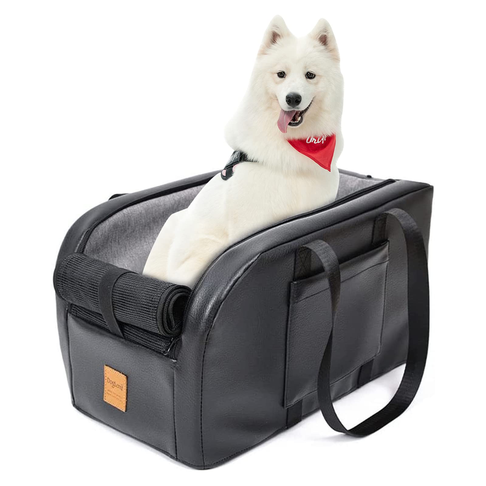 Booster Hundeauto für Sitz für kleine Hunde für Reisesitze sicherere Autofahrten mit Sicherheitshaken, abnehmbares Design, einfach zu C-Hund für kleine Hunde, Konsole für Rücksitz, Haustier-Armlehne