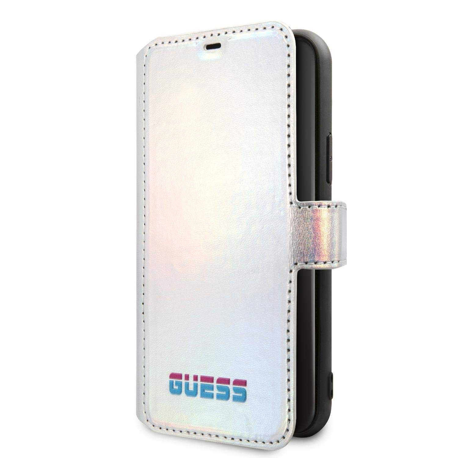 Guess Iridescent Book Case für Apple iPhone 11 Pro Max - Silver, GUFLBKN65BLD