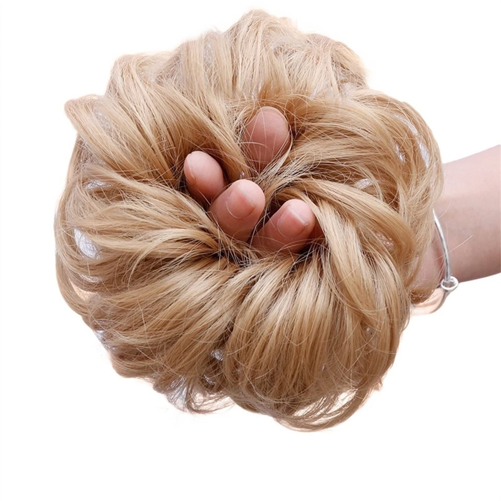 Bun Haarteile Lockiges gewelltes Haargummi-Donut-Chignon-Haarteil for Frauen, unordentlicher Dutt, Haarverlängerungen, synthetischer Haarknoten, elastisches Band, Haargummis, Hochsteckfrisur, Pferdesc